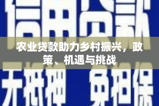 昭苏农业贷款助力乡村振兴，政策、机遇与挑战