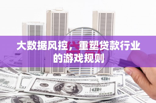 旌阳大数据风控，重塑贷款行业的游戏规则