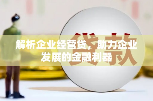 海东解析企业经营贷，助力企业发展的金融利器