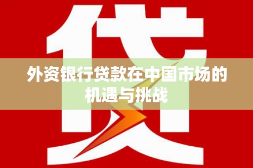 湖滨外资银行贷款在中国市场的机遇与挑战