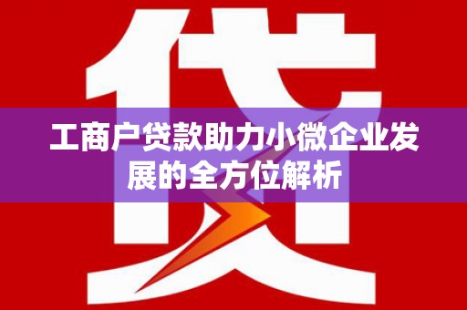朔城工商户贷款助力小微企业发展的全方位解析