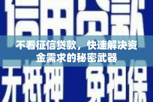 怀远不看征信贷款，快速解决资金需求的秘密武器